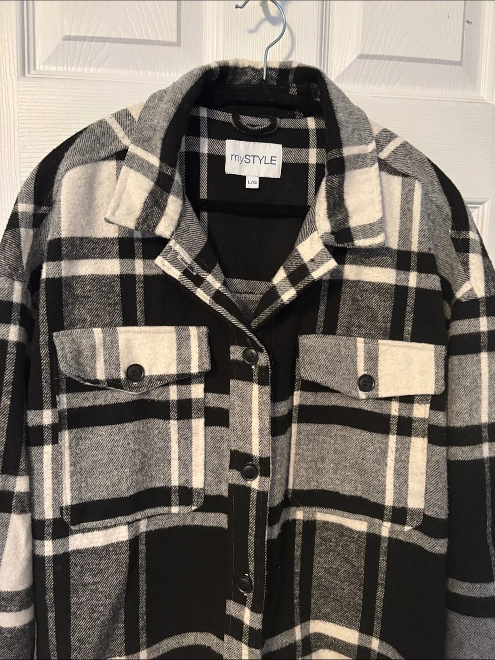 Plaid Button-Up Shacket - Picture 2 of 8